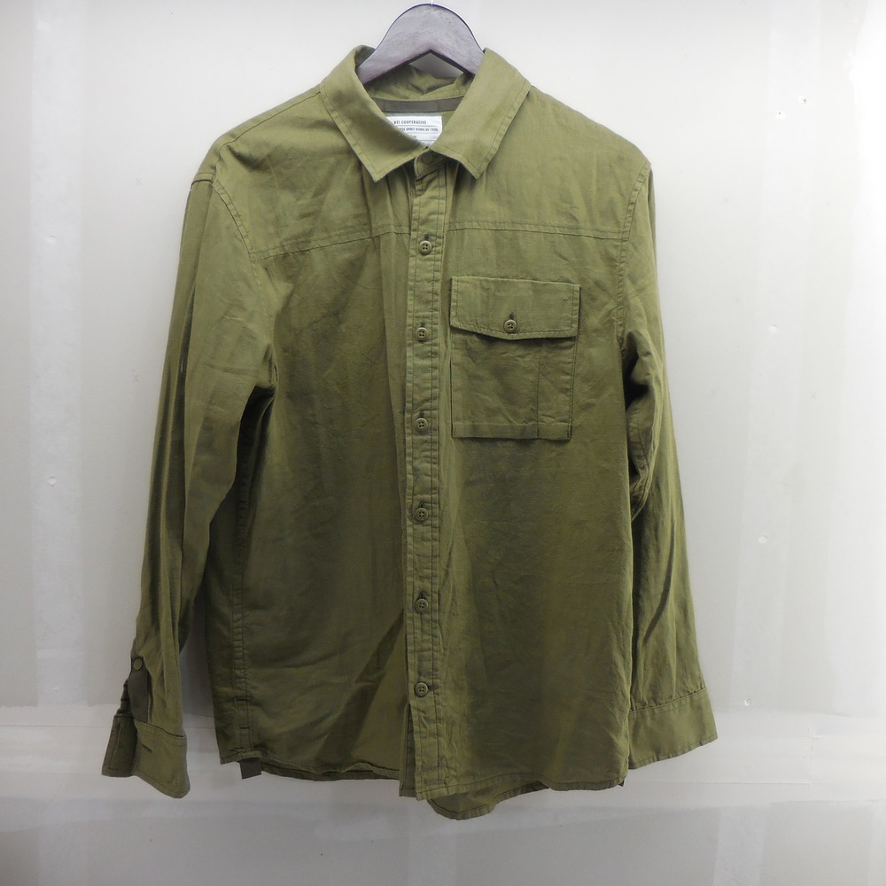 REI Co-op Mens Olive Green Hemp Blend Button Down Utility Shirt Medium